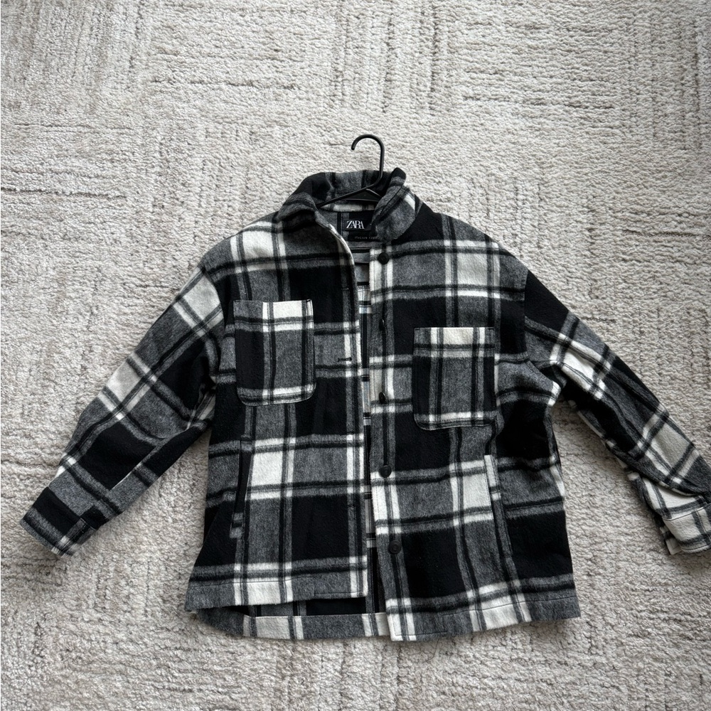 Zara Monochrome Checkered Button Down Shirt Flannel